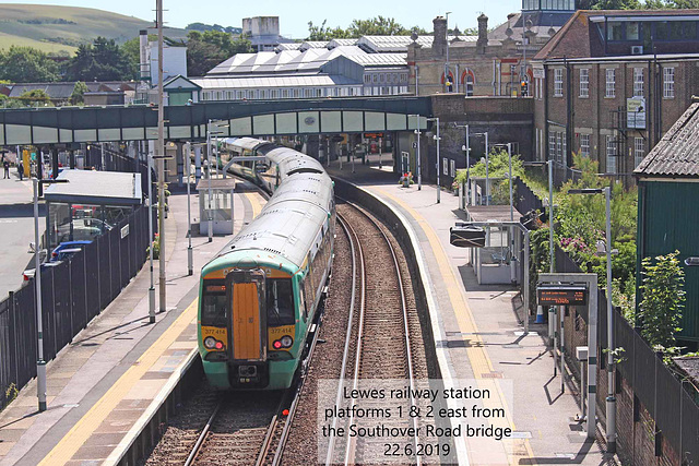 Lewes station platforms 1&2 from Southover Road bridge 22 6 2019