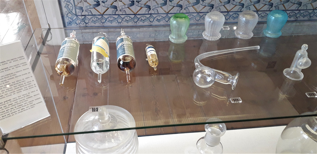 Pharmacy equipment in glass.