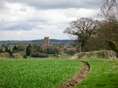 Looking north to the Church of All Saints Church at Claverley