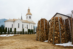 Romania, Maramures, Stocks of Firewood for the Moisei Monastery