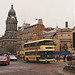 Yorkshire Rider double decker passing Leeds Town Hall – 24 Sep 1992 (181-04)