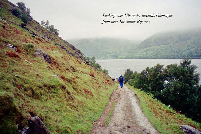 Looking over Ullswater towards Glencoyne from near Roscombe Rig (Scan from May 1993)