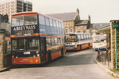 Abbeyways vehicles in Crossfield Bus Station, Halifax – 11 Sep 1988 (74-26)