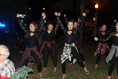 Warming up for the dance that followed the Christmas Parade, ( grand daughter to the left on the end )