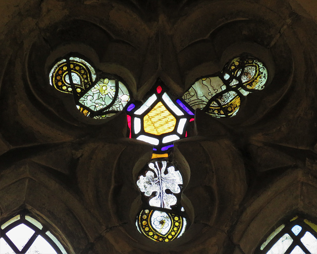 bobbing church, kent, c14 glass in split cusp kentish tracery