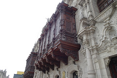 Ornate Balconies On Lima Cathedral