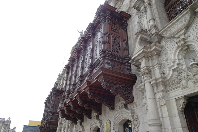 Ornate Balconies On Lima Cathedral