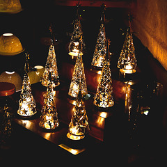 Glass ornaments on the table