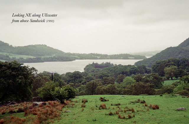 Looking NE along Ullswater from above Sandwich (Scan from May 1993)