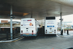 Dorset Travel Services 360 (M360 LFX) and First Western National 2103 (M103 ECV) at Heathrow – 26 Feb 2001 (455-23A)