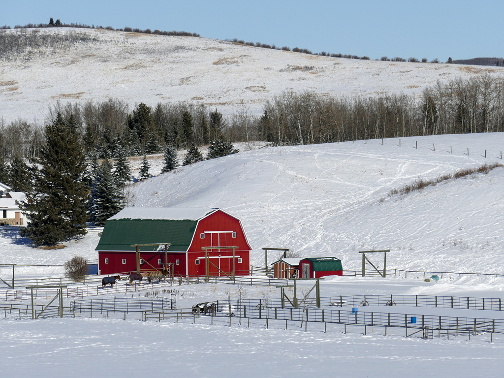 Red barn in winter