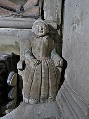 berry pomeroy church, devon , seated child on c17 tomb of seymour family erected 1613