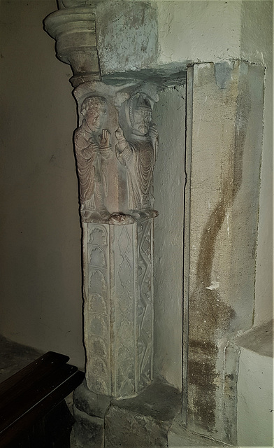 bobbing church, kent, late c12 carving of st martial ordaining a deacon (1)