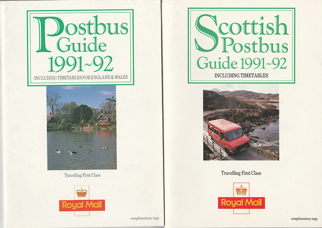 Royal Mail Post Bus timetable booklets 1991-1992