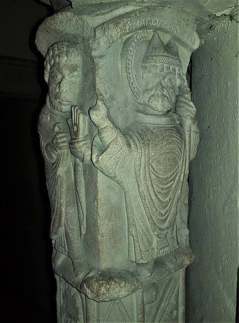 bobbing church, kent, late c12 carving of st martial ordaining a deacon (3)