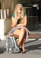 blonde on the phone