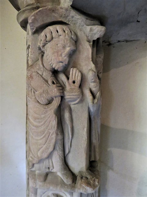 bobbing church, kent, late c12 carving of st martial ordaining a deacon (6)