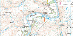 OS map showing where the ford across the Findhorn is.