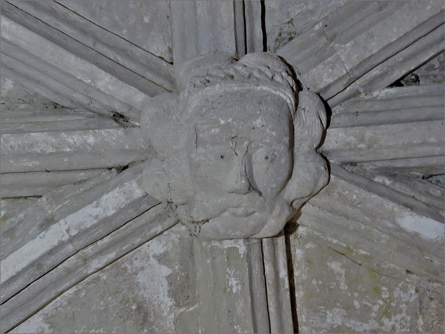 berry pomeroy church, devon  , c16 porch vaulting boss (2)