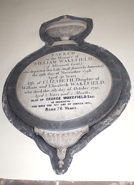 Wakefield Monument, St Nicholas' Church, Curdworth, Warwickshire