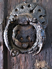 iwade church, kent , c16 dragons on door closing ring