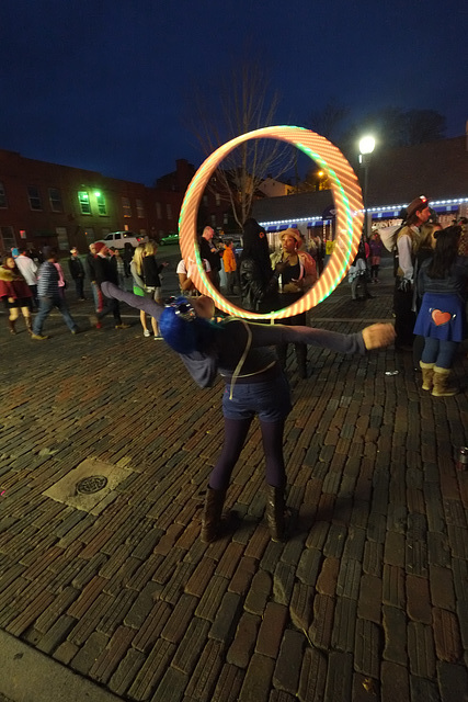 An incredible hula hoop stunt