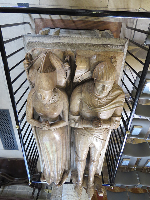 st helen bishopsgate, london,detail of tomb of merchant sir john crosby +1476, who made it when his first wife died ten years earlier