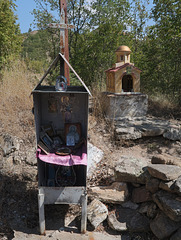 A small shrine and a cross where the old church used to be