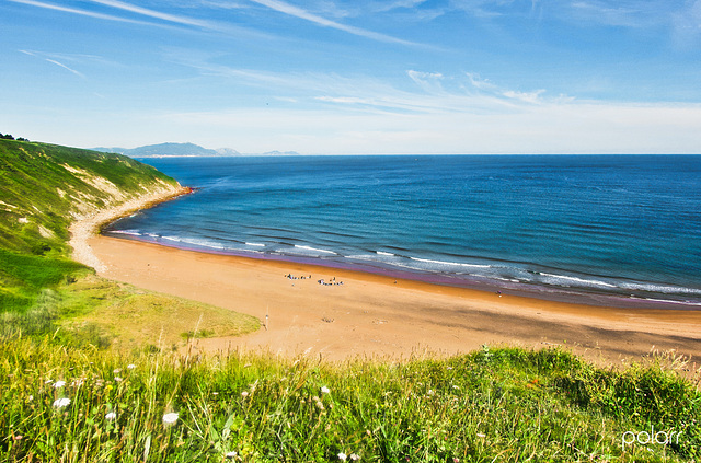 Playa Barinatxe hacia el oeste, pueblo de Getxo+(1PiP)