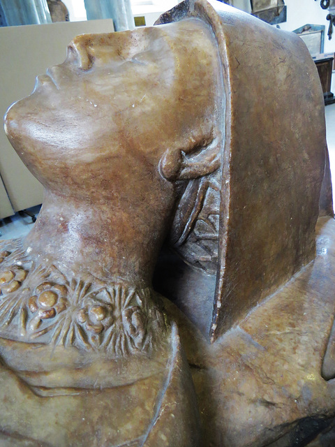 st helen bishopsgate, london,detail of tomb of merchant sir john crosby +1476, who made it when his first wife died ten years earlier