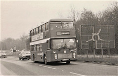 On the way to Wembley! Eastern Counties VR257 (PCL 257W)  at Fiveways, Barton Mills – 24 Mar 1985 (12-16)
