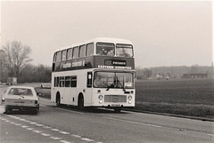 On the way to Wembley! Eastern Counties VR284 (VEX 284X) on the old A11 at Barton Mills – 24 Mar 1985 (12-2)