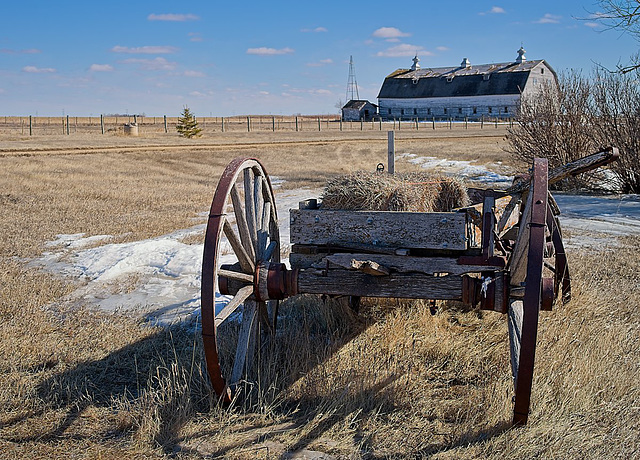 vintage wagon and barn
