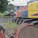 Construction equipments in the depot