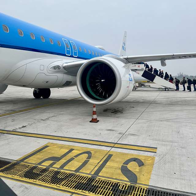 Boarding the KLM aeroplane