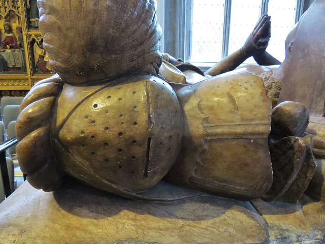 st helen bishopsgate, london,detail of tomb of merchant sir john crosby +1476, who made it when his first wife died ten years earlier