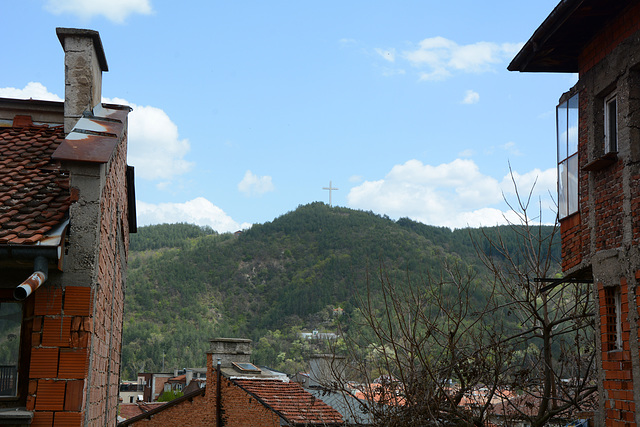 Bulgaria, "The Cross over Blagoevgrad" Viewed from Urban Area