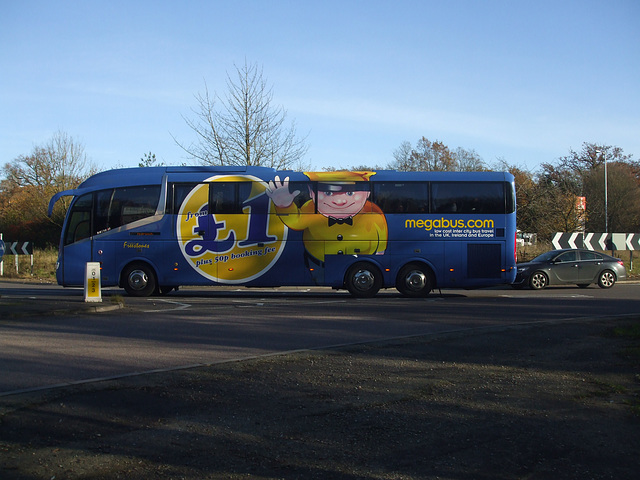 DSCF5904 Freestone’s Coaches YT62 HZX (Megabus contractor) at Barton Mills - 25 Nov 2016