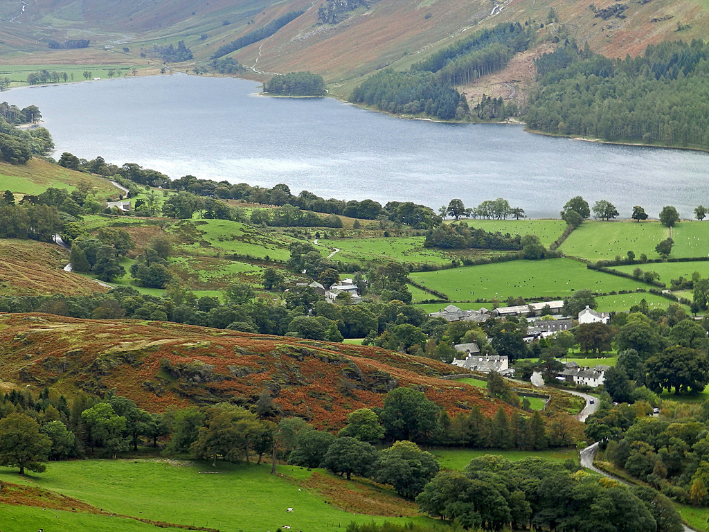 Buttermere Village from Rannerdale Knotts