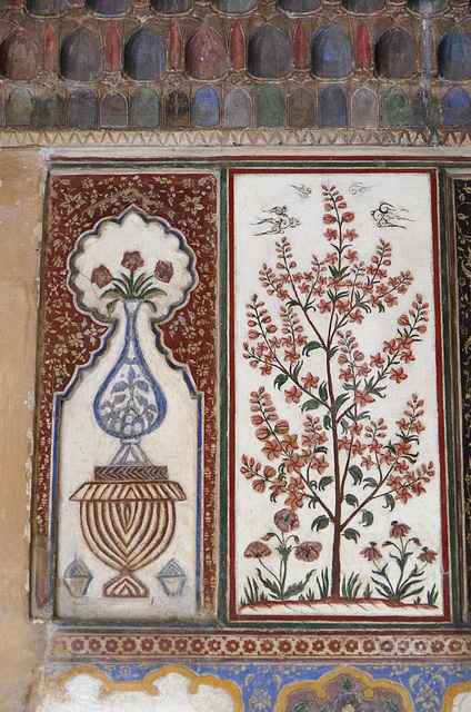Panels with painted flowers