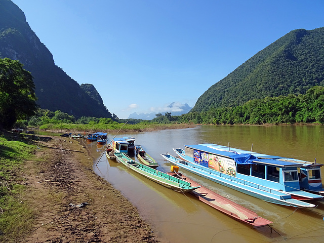 Boats on the river Nam Ou_Laos