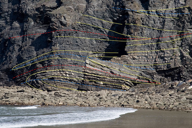 Crackington Haven recumbent folds interpretation