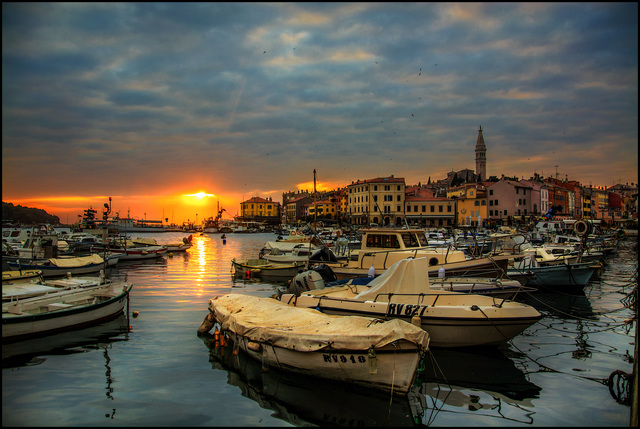 Sunset in the Harbour of Rovinj