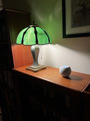 Still life with green lamp