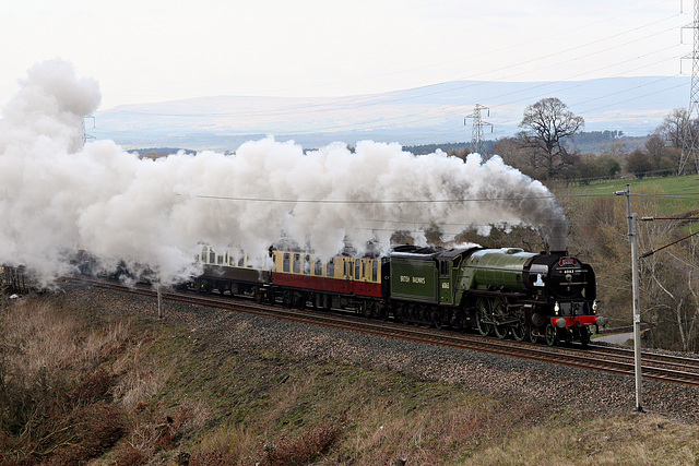 A1 Trust LNER class A1 4-6-2 60163 TORNADO at Great Strickland with the returning 1Z72 `Border Raider` 17:15 Carlisle - Birmingham N.S. 13th April 2019. (steam as far as Crewe)