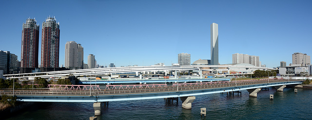 Japan, Tokyo Urban Landscape with Bridges