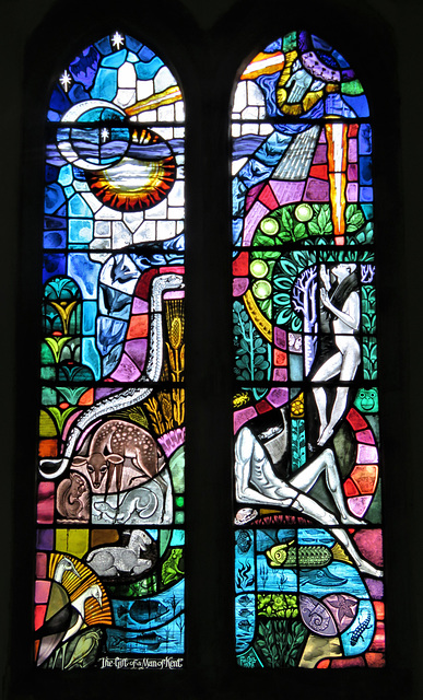 late c20 adam and eve glass by f.w. cole, woodnesborough church, kent (12)