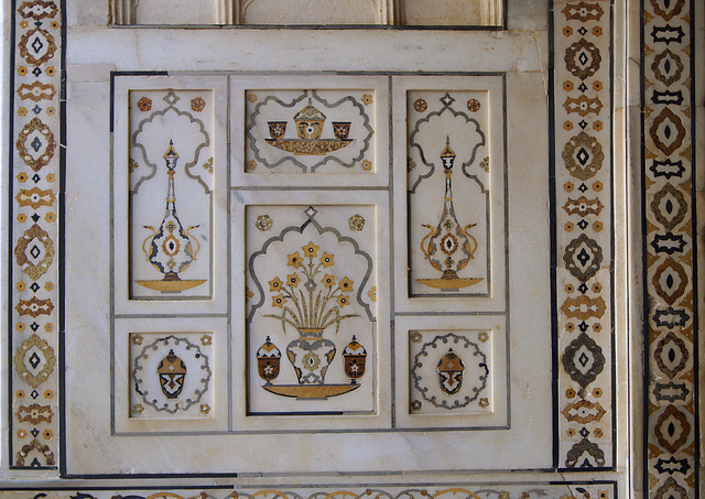 Panel inlaid with coloured marble