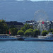 Genf am mit Riesenrad, und Dampfschiffen