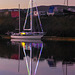 Yacht with Fairy Lights at Dawn, River Leven